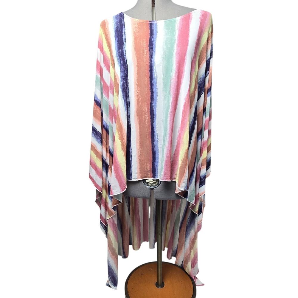 Cha Cha Vente Knit Poncho Size Medium Multicolor Asymmetrical Design